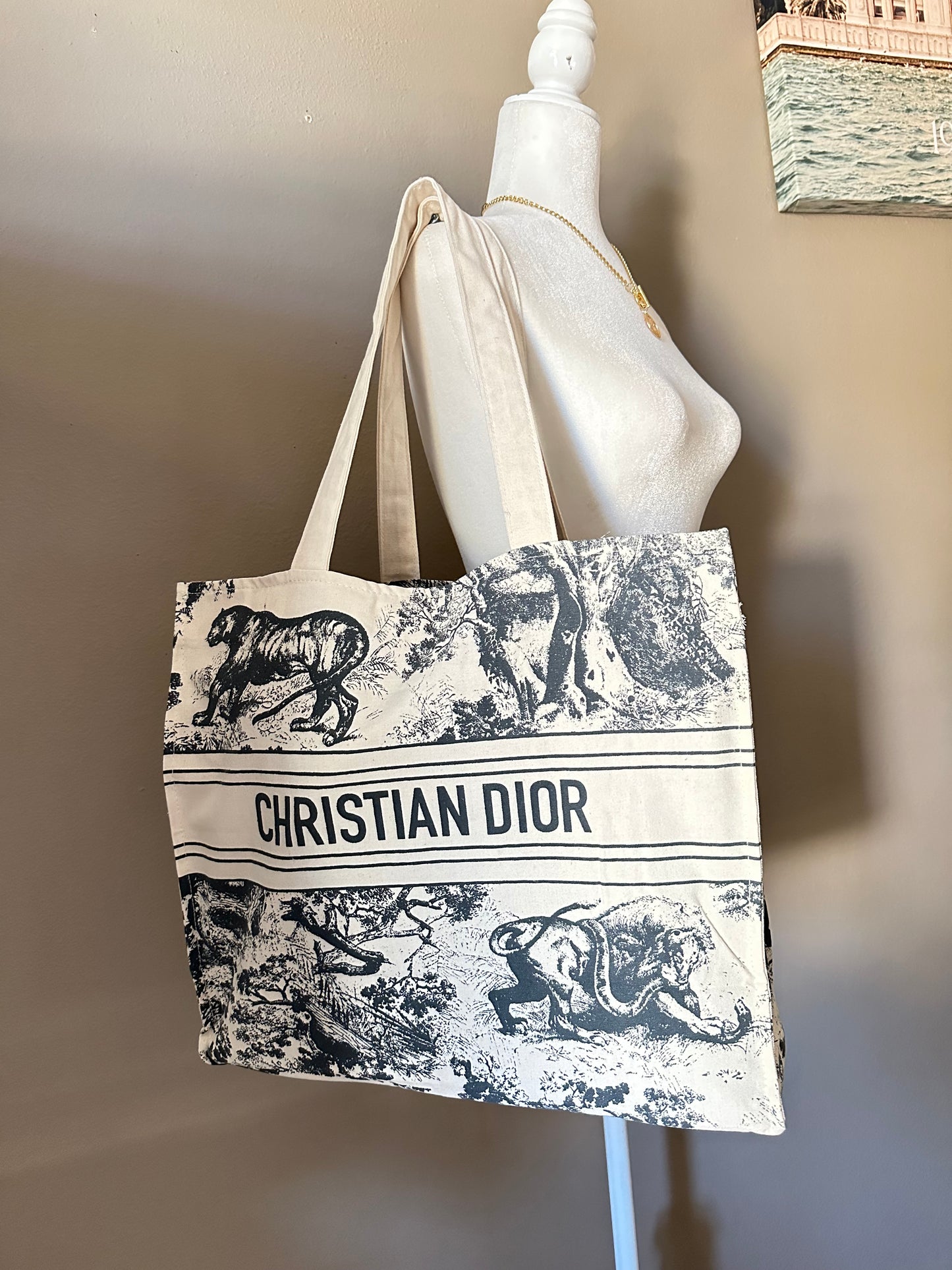 DIOR Riviera Large Canvas Shopping Tote