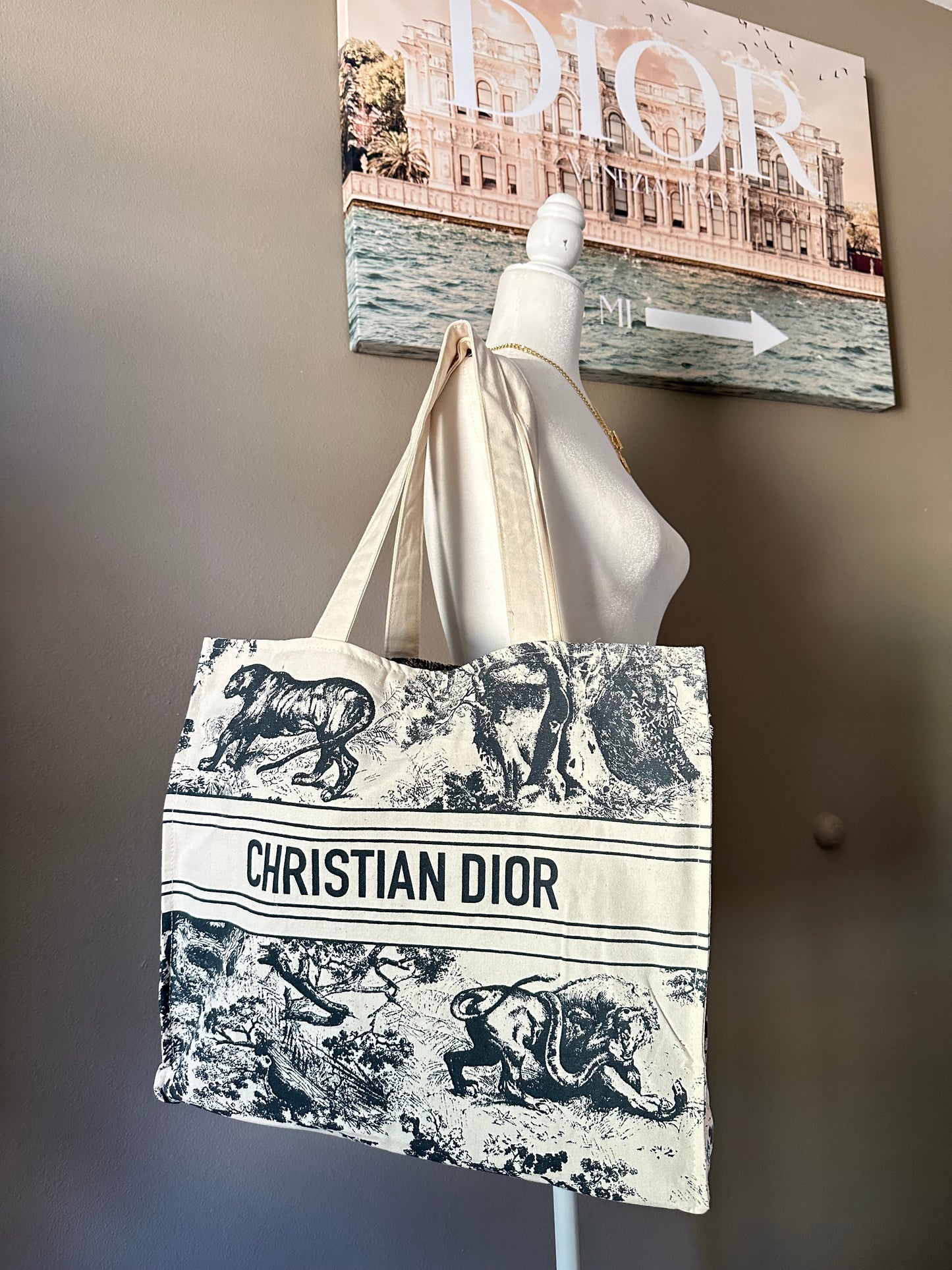 DIOR Riviera Large Canvas Shopping Tote