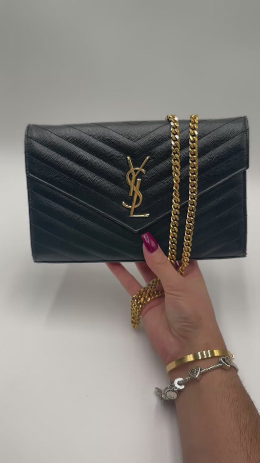 Authentic YSL Black Matelasse Envelope Crossbody